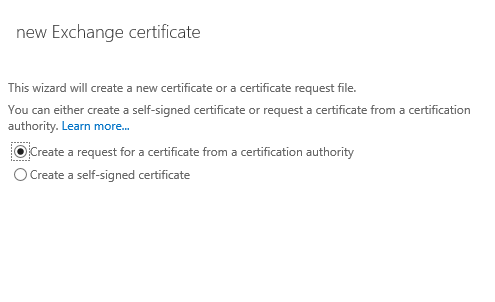 Create a request for a certificate