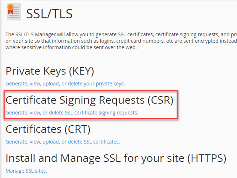 CSR Creation for cPanel SSL Certificates