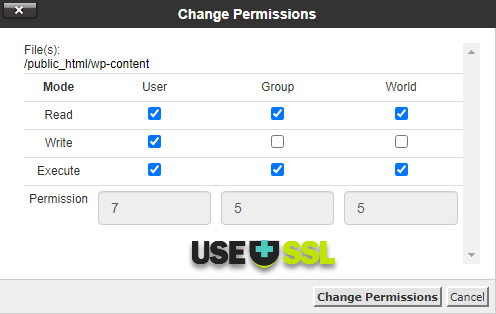 folder change permissions