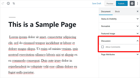 comment-options-wordpress-pages